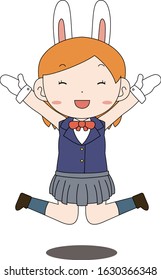 This is a illustration of cosplayer girl in a sailor suit with Rabbit ears 