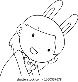 This is a illustration of cosplayer girl in a sailor suit with Rabbit ears Upper body 
