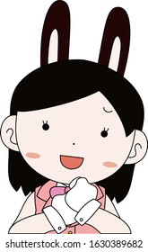 This is a illustration of cosplayer girl in a sailor suit with Rabbit ears Upper body 