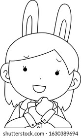 This is a illustration of cosplayer girl in a sailor suit with Rabbit ears Upper body 