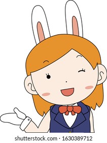 This is a illustration of cosplayer girl in a sailor suit with Rabbit ears Upper body 