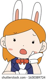 This is a illustration of cosplayer girl in a sailor suit with Rabbit ears Upper body 