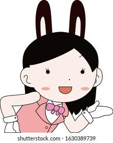 This is a illustration of cosplayer girl in a sailor suit with Rabbit ears Upper body 