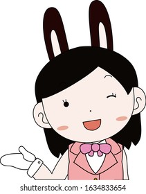 This is a illustration of cosplayer girl in a sailor suit with Rabbit ears Upper body 