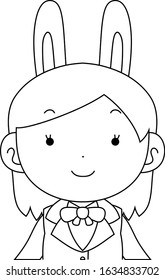 This is a illustration of cosplayer girl in a sailor suit with Rabbit ears Upper body 