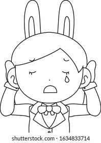 This is a illustration of cosplayer girl in a sailor suit with Rabbit ears Upper body 