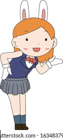 This is a illustration of cosplayer girl in a sailor suit with Rabbit ears 