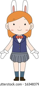 This is a illustration of cosplayer girl in a sailor suit with Rabbit ears 