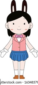 This is a illustration of cosplayer girl in a sailor suit with Rabbit ears 
