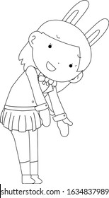 This is a illustration of cosplayer girl in a sailor suit with Rabbit ears 
