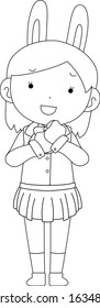 This is a illustration of cosplayer girl in a sailor suit with Rabbit ears 