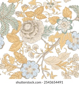 This illustration could be suitable for wrapping paper or other decorative uses, emphasizing its artistic appeal in textile design.