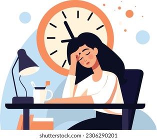 This illustration could be used to represent the feeling of being tired, stressed, or overwhelmed, awareness of the issue of women's health and the importance of self-care