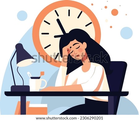 This illustration could be used to represent the feeling of being tired, stressed, or overwhelmed, awareness of the issue of women's health and the importance of self-care