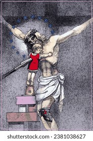 This illustration creates a deep and emotionally charged atmosphere that inspires the viewer to feel the pain and compassion for Jesus on a new level.