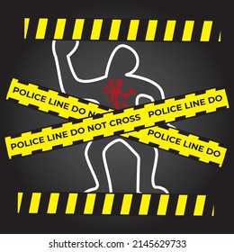 This is an illustration of a crime scene of murder, molestation and other acts of violence and there is also a police line