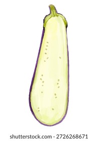 Esta es una ilustración de una sección transversal de una berenjena cortada por la mitad. Se puede utilizar para diseños relacionados con alimentos, ilustraciones, diagramas, etc.