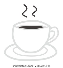 This is an illustration of a cup of hot coffee. It is an image of breakfast, break time, cafe, etc. svg