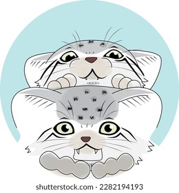 This is an illustration of curious Manulneko kittens peeking at us.