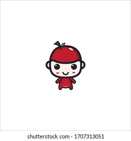 this is an illustration of a cute and adorable apple fruit vector. can be used for icons, children's book covers. etc