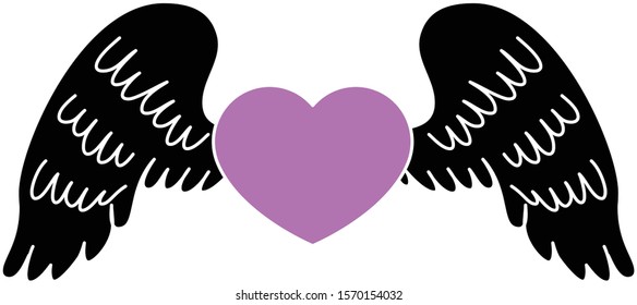 This is a illustration of Cute Angel wings with Love Heart 