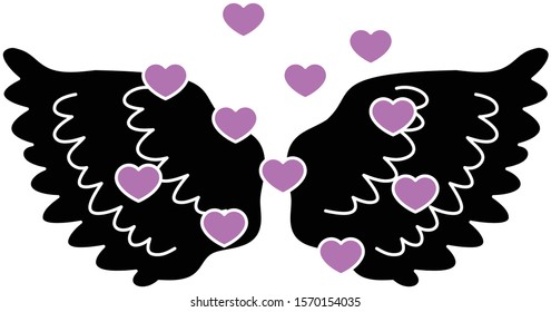 This is a illustration of Cute Angel wings with Love Heart 
