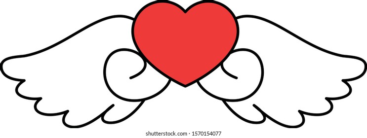 This is a illustration of Cute Angel wings with Love Heart 