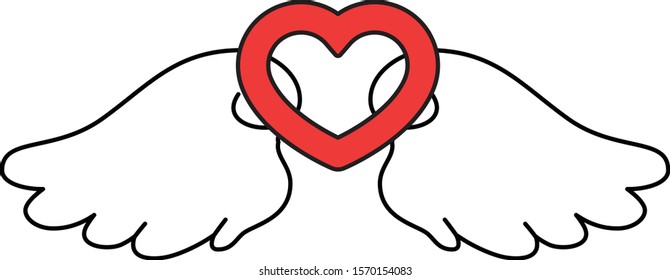 This is a illustration of Cute Angel wings with Love Heart 