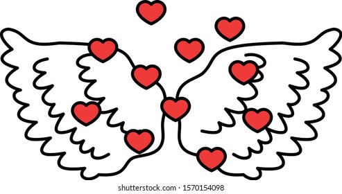 This is a illustration of Cute Angel wings with Love Heart 
