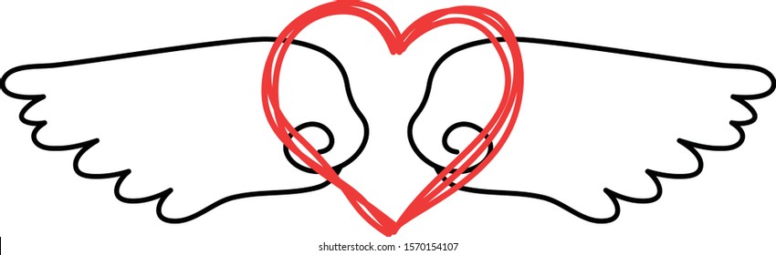 This is a illustration of Cute Angel wings with Love Heart 