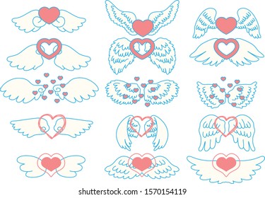 This is a illustration of Cute Angel wings with Love Heart 