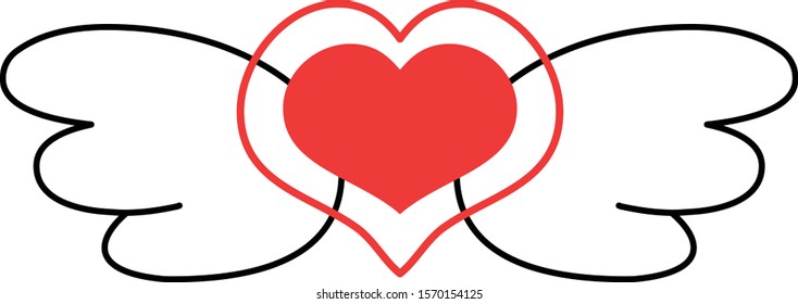 This is a illustration of Cute Angel wings with Love Heart 
