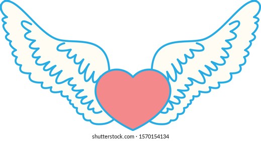 This is a illustration of Cute Angel wings with Love Heart 