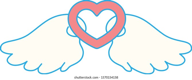 This is a illustration of Cute Angel wings with Love Heart 