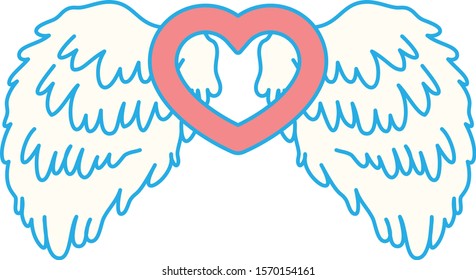This is a illustration of Cute Angel wings with Love Heart 