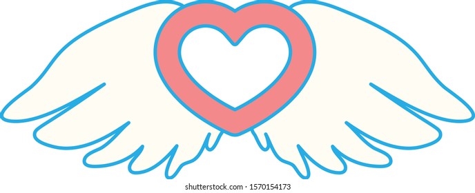 This is a illustration of Cute Angel wings with Love Heart 