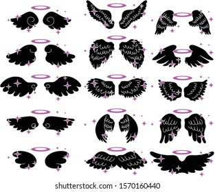 This is a illustration of Cute Angel wings with angel ring 