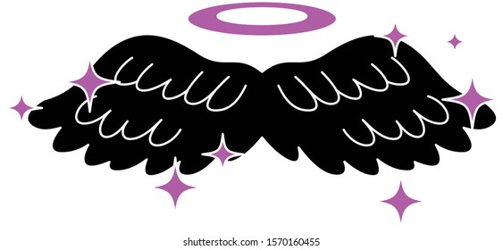 This is a illustration of Cute Angel wings with angel ring 
