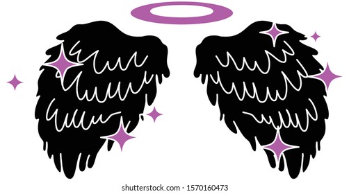 This is a illustration of Cute Angel wings with angel ring 