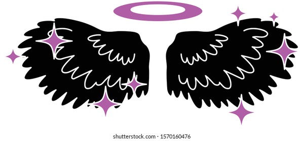 This is a illustration of Cute Angel wings with angel ring 