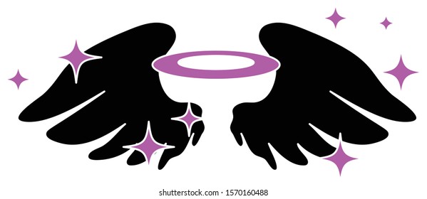 This is a illustration of Cute Angel wings with angel ring 