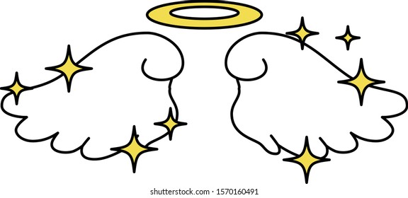 This is a illustration of Cute Angel wings with angel ring 