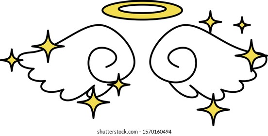This is a illustration of Cute Angel wings with angel ring 