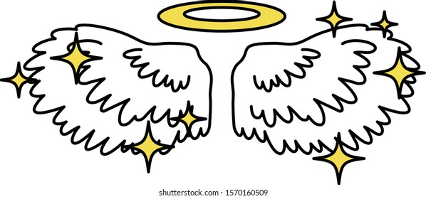 This is a illustration of Cute Angel wings with angel ring 
