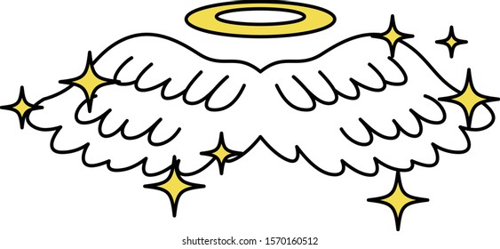 This is a illustration of Cute Angel wings with angel ring 