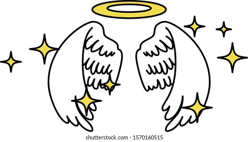 This is a illustration of Cute Angel wings with angel ring 