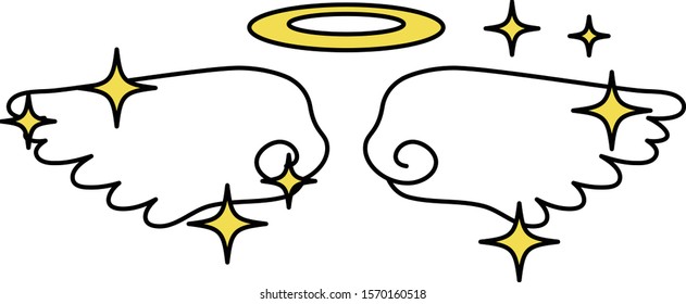 This is a illustration of Cute Angel wings with angel ring 