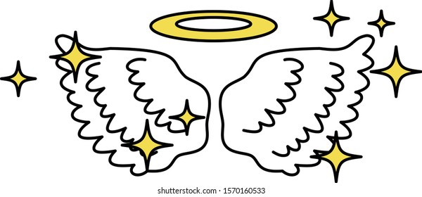 This is a illustration of Cute Angel wings with angel ring 