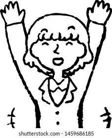 This is a illustration of a cute bob cut business woman face and pose.