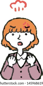 This is a illustration of a cute bob cut business woman face and pose.